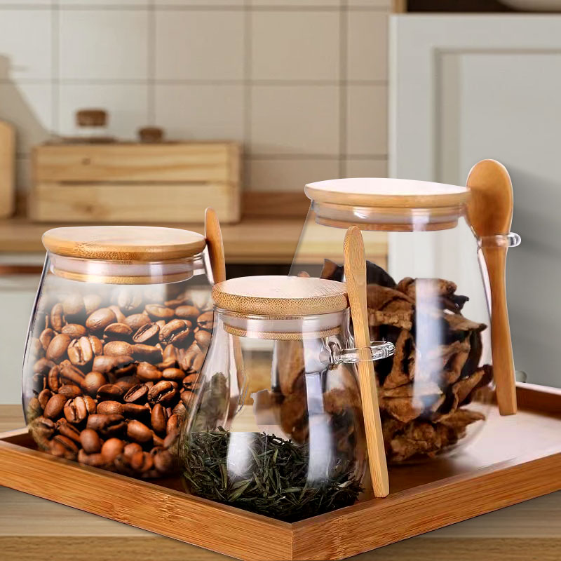 Coffee Tea Jar Set - 34oz gelas tertutup dengan sendok dan