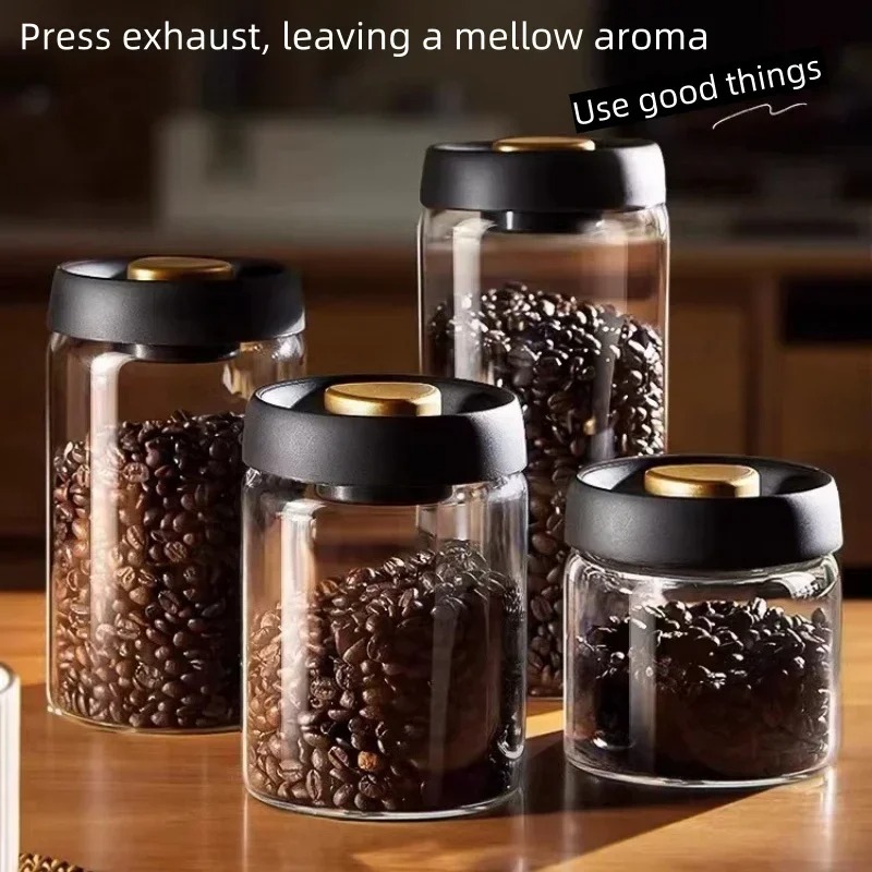 Coffee Tea Jars - Stoples Kopi Vakum Manual Kaca Borosilikat
