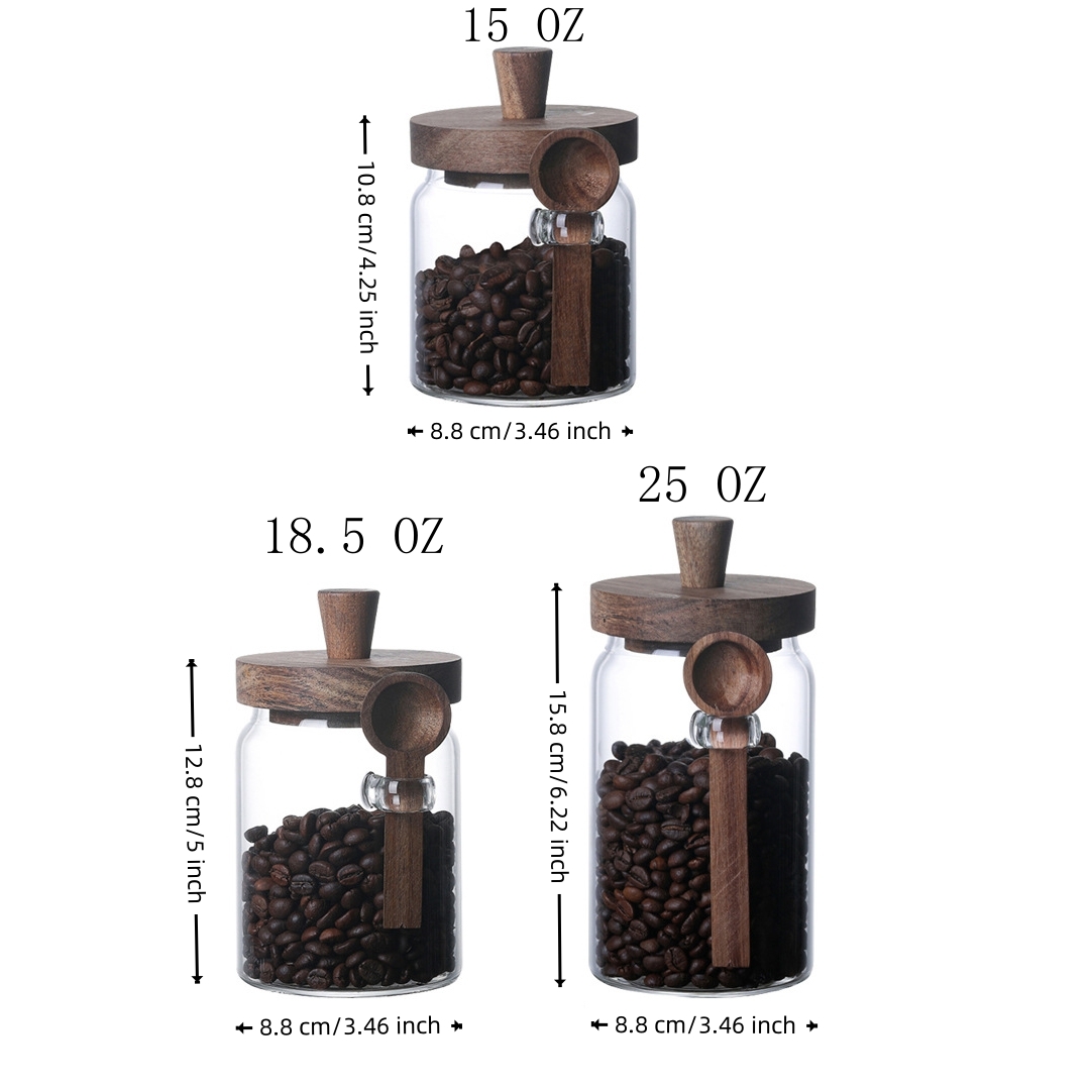 Coffee Tea Jars - 3 Paket Stoples Penyimpanan Kaca Borosilikat