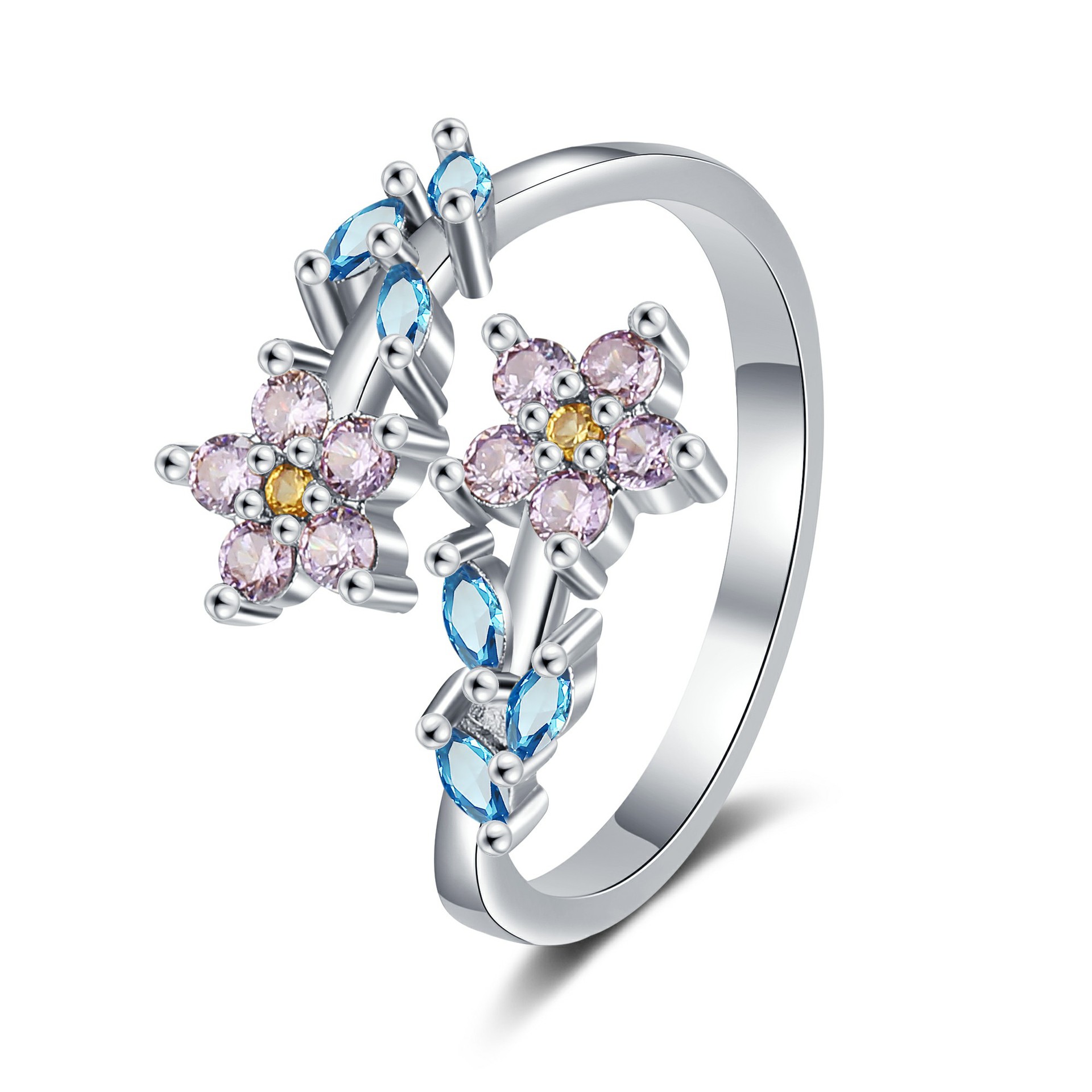 Coffee Tea Or Me - Cincin daun bunga perak Sterling 925
