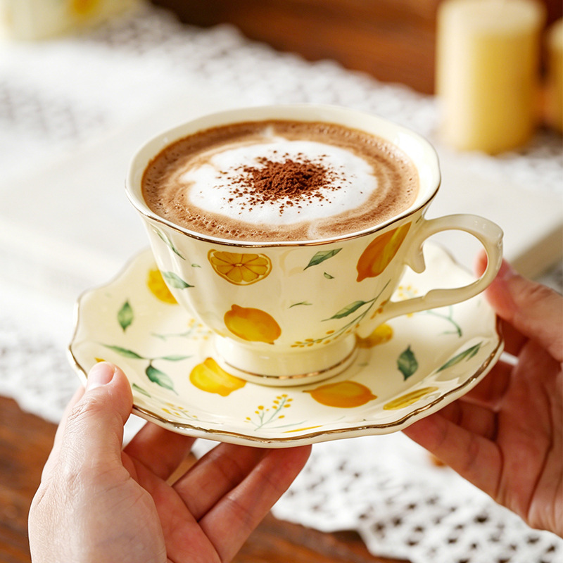 Cangkir Kopi Keramik Motif Lem - Lemon Tea Coffee ulasan dan harga