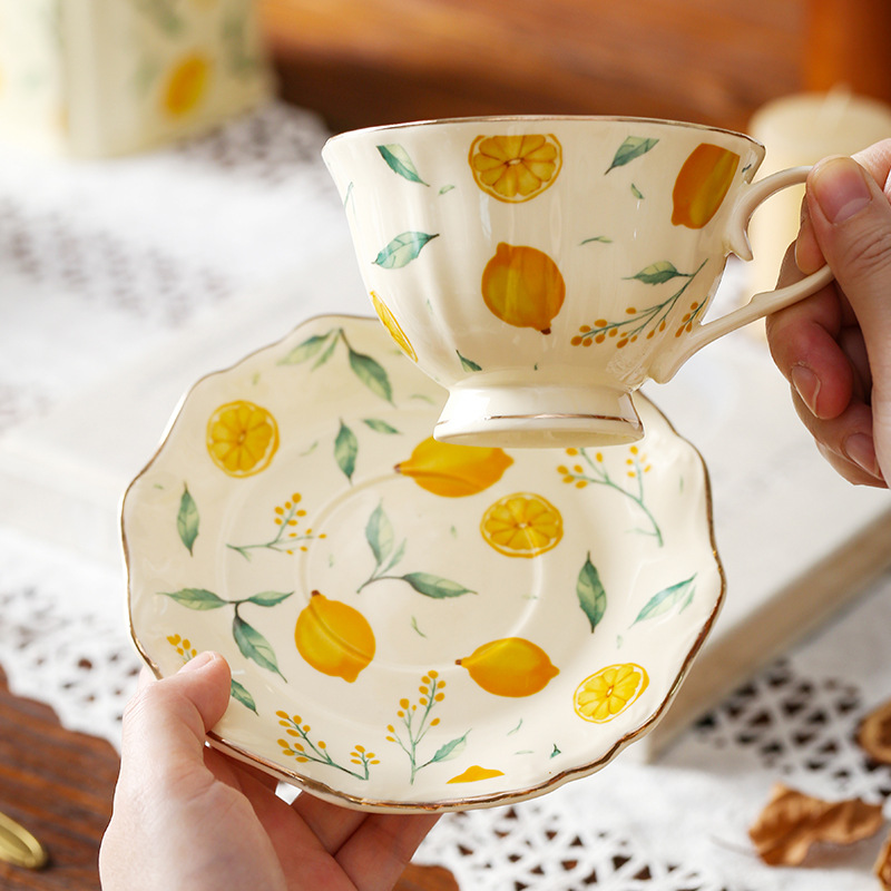 Cangkir Kopi Keramik Motif Lem - Lemon Tea Coffee ulasan dan harga