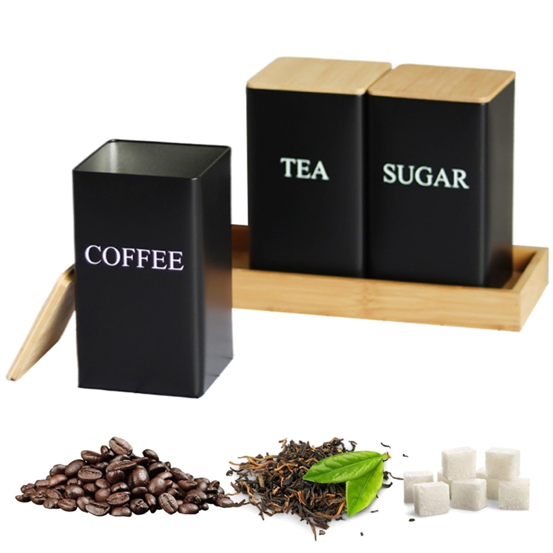 Set 3 Buah Wadah Teh Kopi Gula - Coffee Tea Jar Set ulasan dan harga