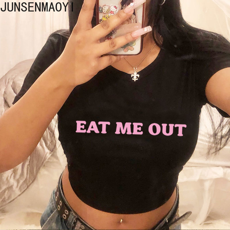 Eat Me Out kaus Crop wanita le - Coffee Tea Or Me ulasan dan harga