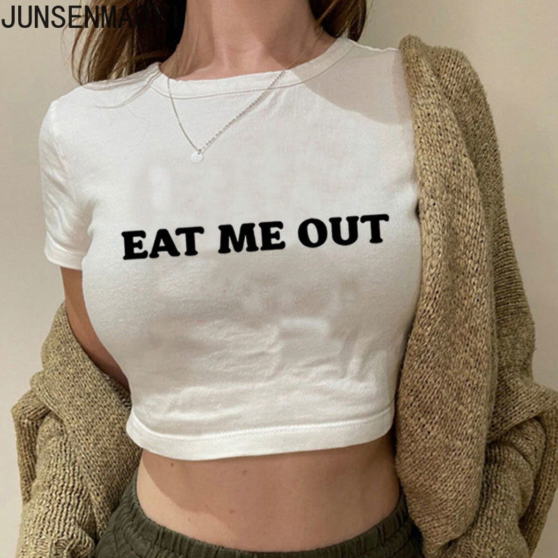 Eat Me Out kaus Crop wanita le - Coffee Tea Or Me ulasan dan harga