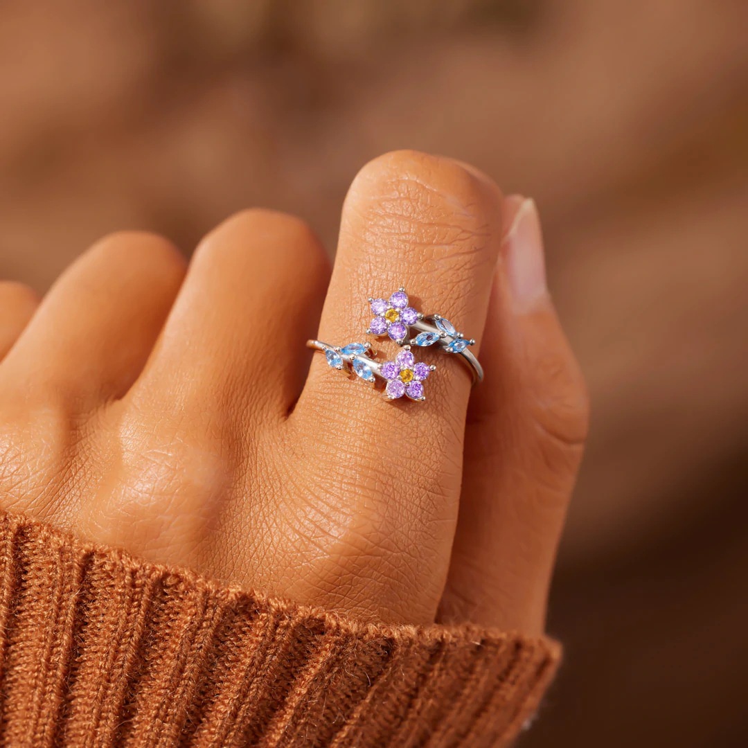 Cincin daun bunga perak Sterli - Coffee Tea Or Me ulasan dan harga