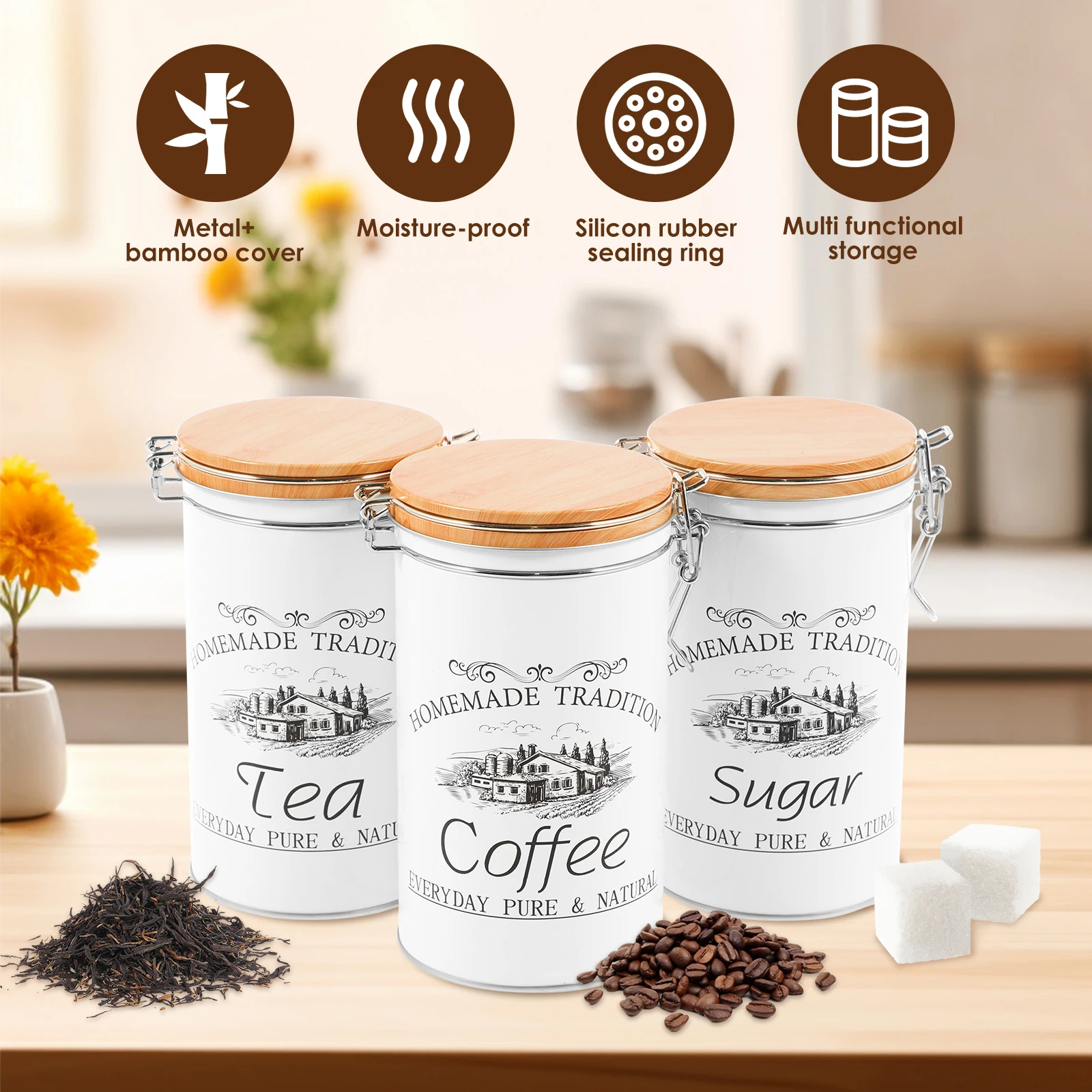 3 Buah/Set Kaleng Gula Kopi Te - Coffee Tea Jar Set ulasan dan harga